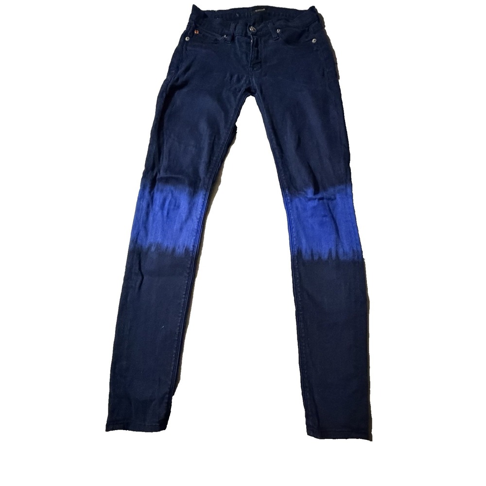 Hudson Krista Super Skinny Dark Wash Blue Tie Dye Knee Size 25